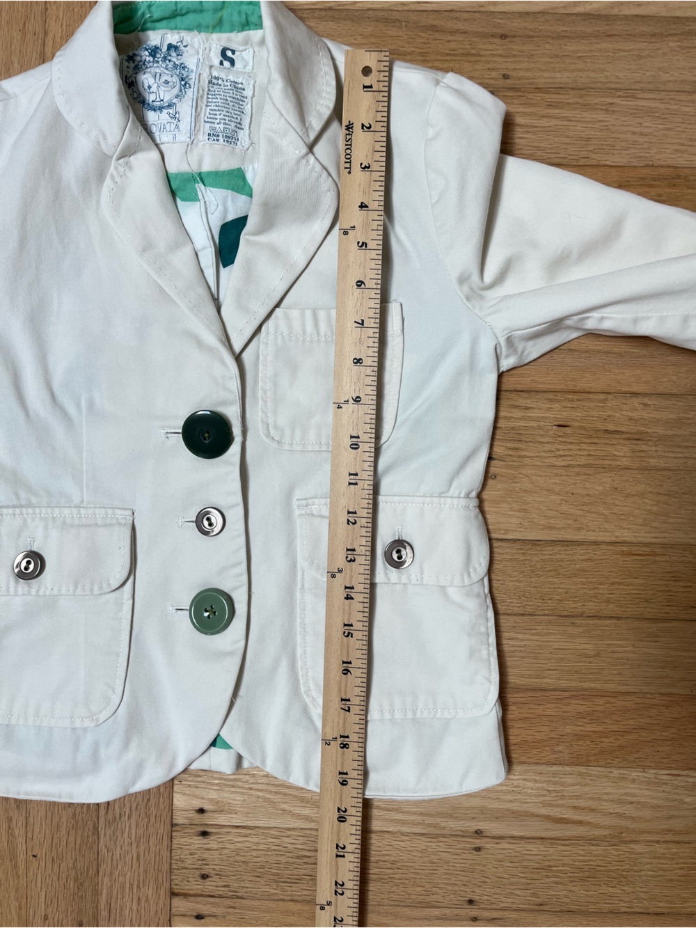 Trovata LUXURY CA Ivory Blazer Size Sm Cotton Button Up Gilmore Girls summer